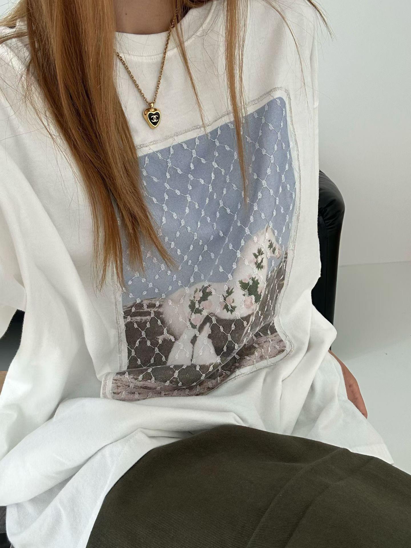 蕾絲相片棉質上衣